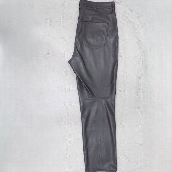 Grey Faux Leather Pants For Ladies - Picture 4 of 11